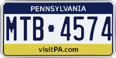 PA license plate MTB4574