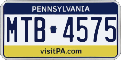 PA license plate MTB4575