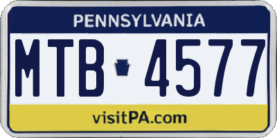 PA license plate MTB4577