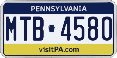 PA license plate MTB4580