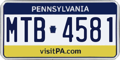 PA license plate MTB4581