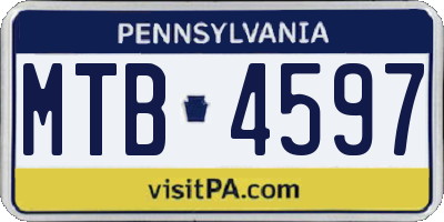 PA license plate MTB4597