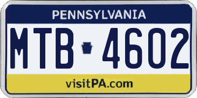 PA license plate MTB4602