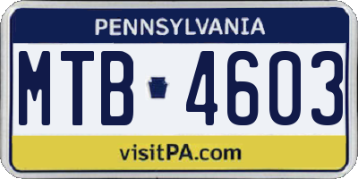 PA license plate MTB4603