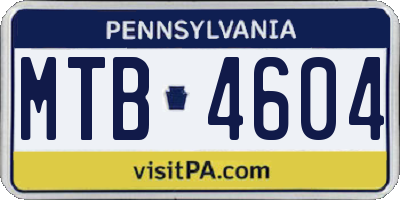 PA license plate MTB4604
