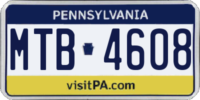 PA license plate MTB4608
