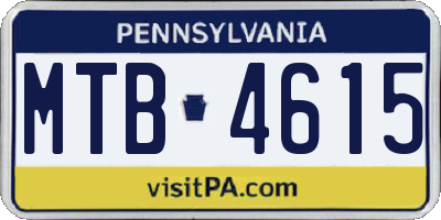PA license plate MTB4615