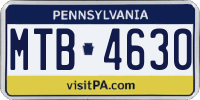 PA license plate MTB4630