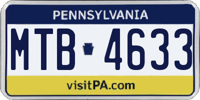 PA license plate MTB4633