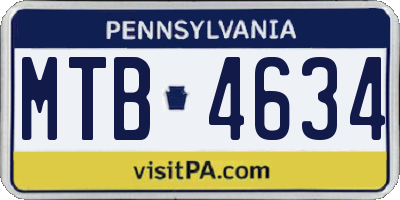 PA license plate MTB4634