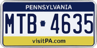PA license plate MTB4635