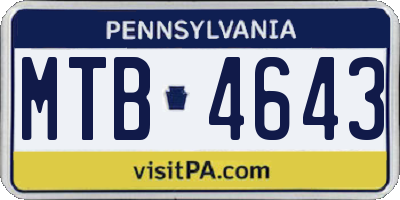PA license plate MTB4643