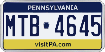 PA license plate MTB4645