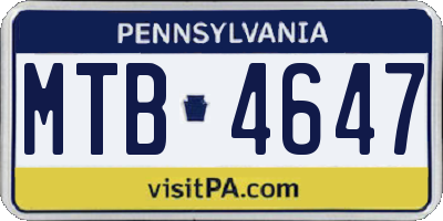 PA license plate MTB4647