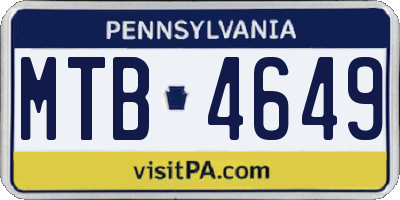 PA license plate MTB4649