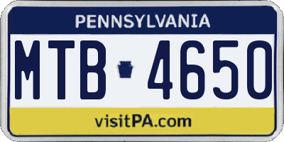 PA license plate MTB4650