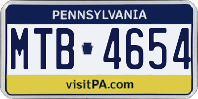 PA license plate MTB4654