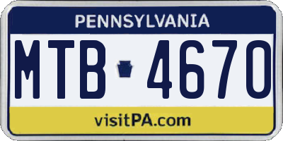 PA license plate MTB4670