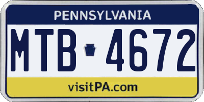 PA license plate MTB4672