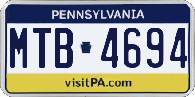 PA license plate MTB4694
