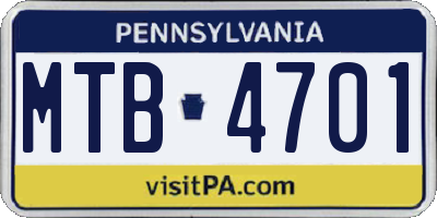 PA license plate MTB4701