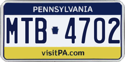 PA license plate MTB4702