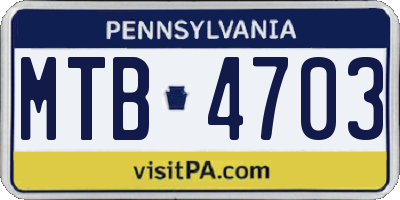 PA license plate MTB4703