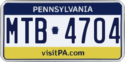 PA license plate MTB4704