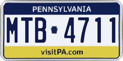 PA license plate MTB4711