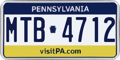 PA license plate MTB4712