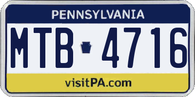 PA license plate MTB4716