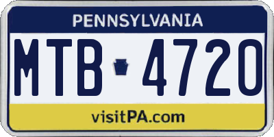 PA license plate MTB4720