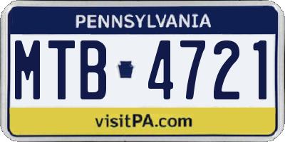 PA license plate MTB4721