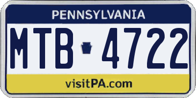 PA license plate MTB4722