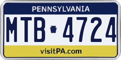 PA license plate MTB4724
