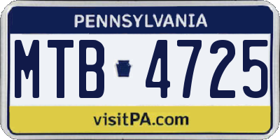 PA license plate MTB4725