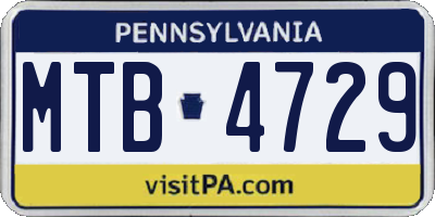 PA license plate MTB4729