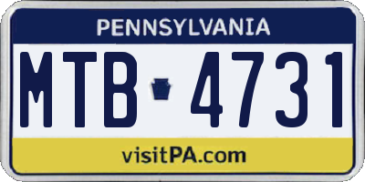 PA license plate MTB4731