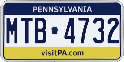 PA license plate MTB4732