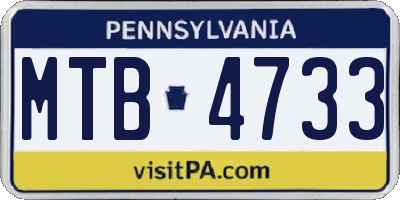 PA license plate MTB4733