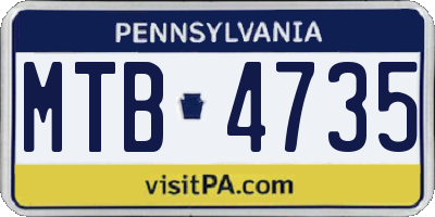PA license plate MTB4735
