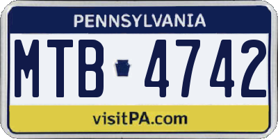 PA license plate MTB4742