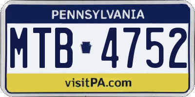 PA license plate MTB4752