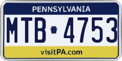 PA license plate MTB4753