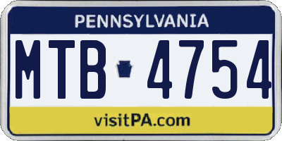 PA license plate MTB4754
