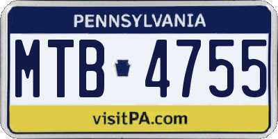 PA license plate MTB4755