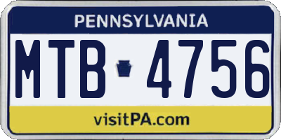 PA license plate MTB4756