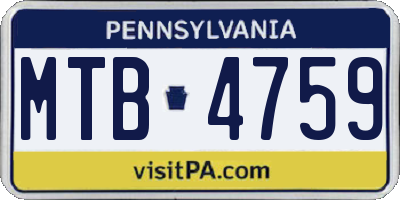 PA license plate MTB4759