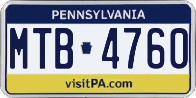 PA license plate MTB4760