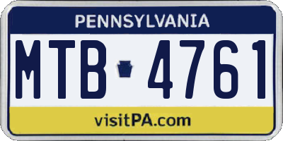 PA license plate MTB4761